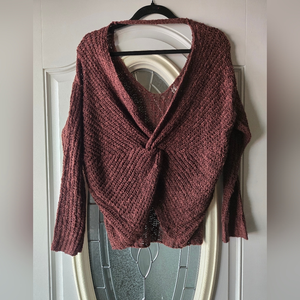 Altar’d State Twist Back Knit Sweater 🍷 Boho Cozy Fall Vibes XS/S - Picture 3 of 6